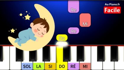 Notes d'Au clair de la lune jouées sur un clavier de piano